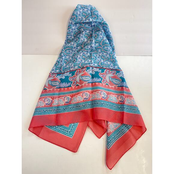 Lot of 4 Vintage Avon Scarfs Made in Italy Assortment Red Pink Blue Polyester - Picture 2 of 16